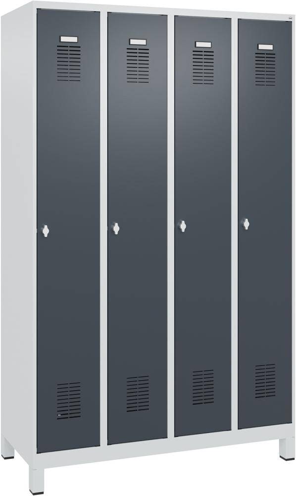 FORMAT Garderobenschrank B1200xT500xH1950 mm RAL 7035/7016, 4 Abteile u. Füße (Selbstmontage) - Artikel: 7830372811