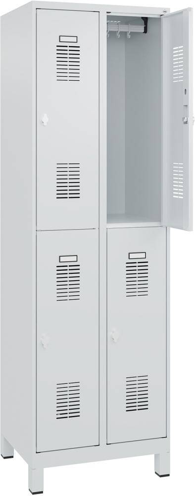 FORMAT Garderobenschrank B600xT500xH1950 mm RAL7035/7035, 2x2 Abteileu. Füße (Selbstmontage) - Artikel: 7830372813