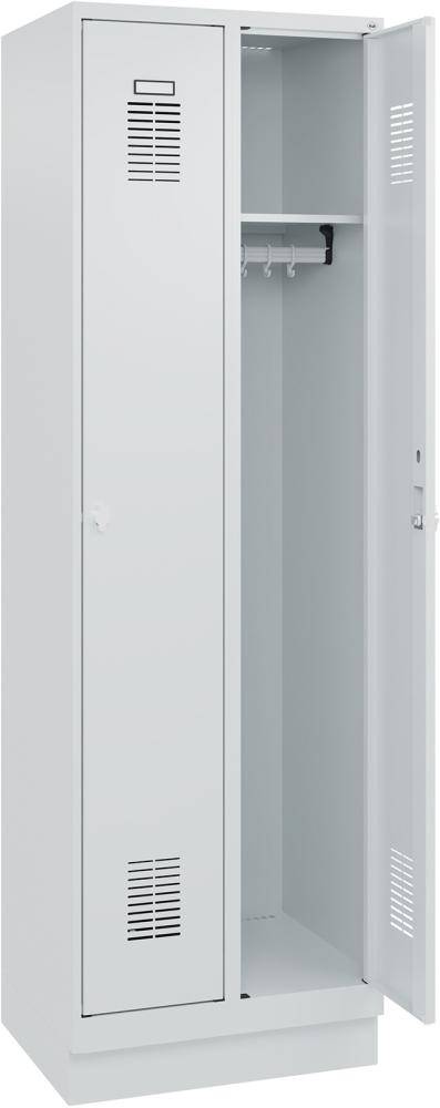 FORMAT Garderobenschrank B600xT500xH1950 mm RAL 7035/7035, 2 Abteile u. Sockel (Selbstmontage) - Artikel: 7830372825