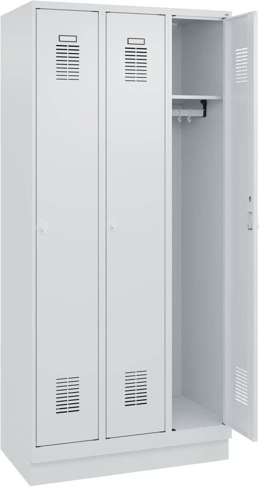FORMAT Garderobenschrank B900xT500xH1950 mm RAL 7035/7035, 3 Abteile u. Sockel (Selbstmontage) - Artikel: 7830372826