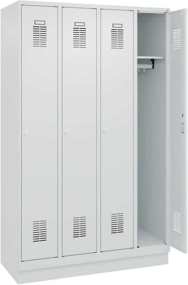FORMAT Garderobenschrank B1200xT500xH1950 mm RAL 7035/7035, 4 Abteile u. Sockel (Selbstmontage) - Artikel: 7830372827