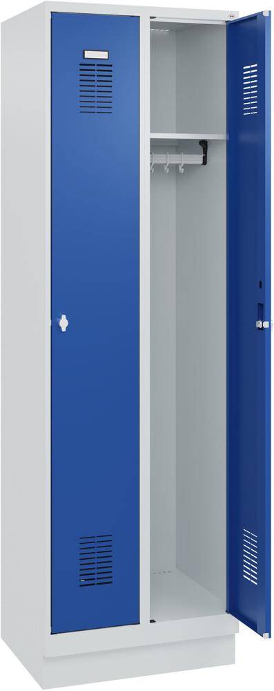 FORMAT Garderobenschrank B600xT500xH1950 mm RAL 7035/5010, 2 Abteile u. Sockel (Selbstmontage) - Artikel: 7830372829