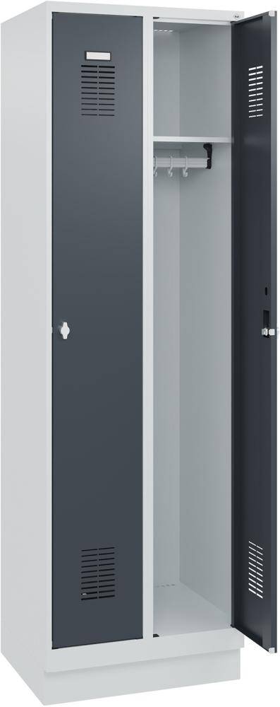 FORMAT Garderobenschrank B600xT500xH1950 mm RAL 7035/7016, 2 Abteile u. Sockel (Selbstmontage) - Artikel: 7830372833