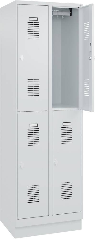 FORMAT Garderobenschrank B600xT500xH1950 mm RAL7035/7035, 2x2 Abteileu. Sockel (Selbstmontage) - Artikel: 7830372837