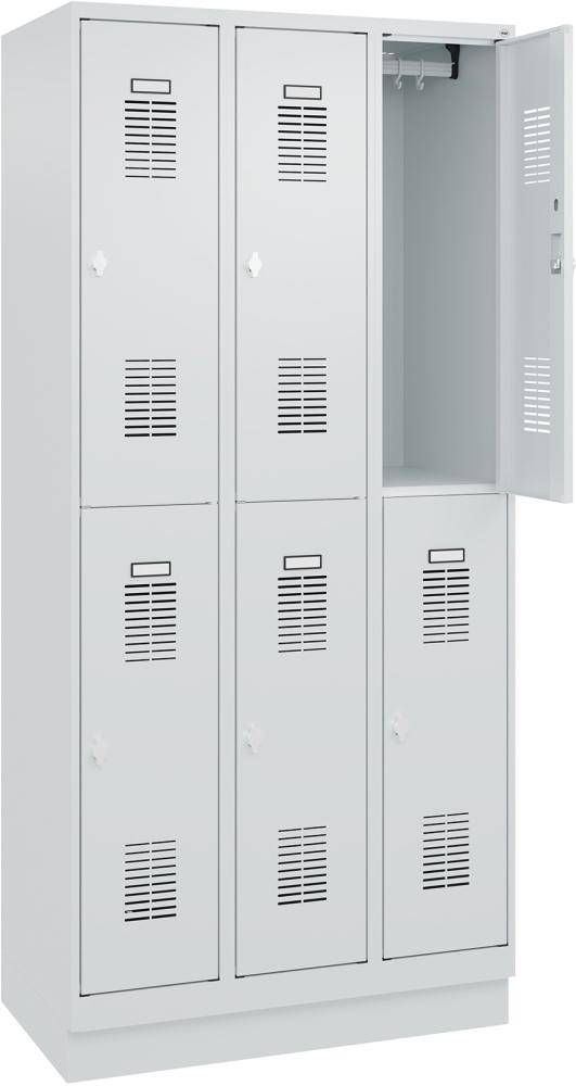 FORMAT Garderobenschrank B900xT500xH1950 mm RAL7035/7035, 3x2 Abteileu. Sockel (Selbstmontage) - Artikel: 7830372838