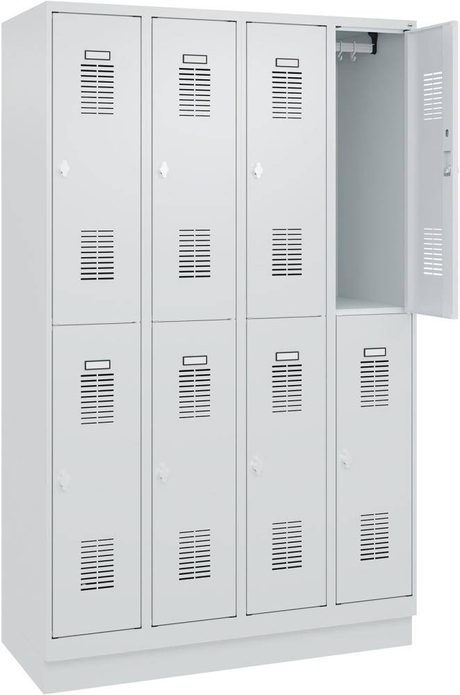 FORMAT Garderobenschrank B1200xT500xH1950 mm RAL7035/7035, 4x2 Abteileu. Sockel (Selbstmontage) - Artikel: 7830372839