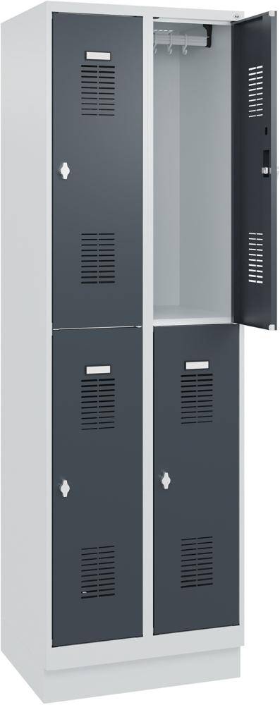 FORMAT Garderobenschrank B600xT500xH1950 mm RAL7035/7016, 2x2 Abteileu. Sockel (Selbstmontage) - Artikel: 7830372845