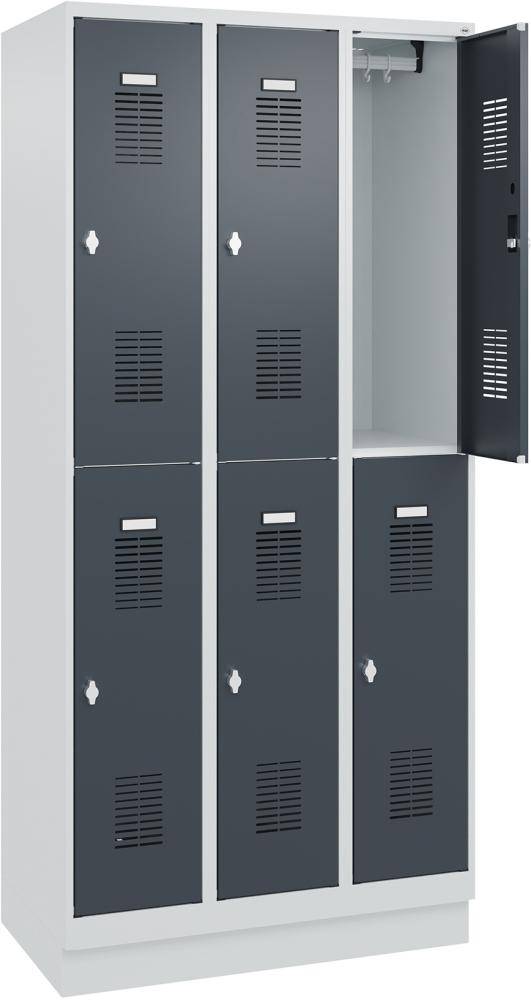 FORMAT Garderobenschrank B900xT500xH1950 mm RAL7035/7016, 3x2 Abteileu. Sockel (Selbstmontage) - Artikel: 7830372846