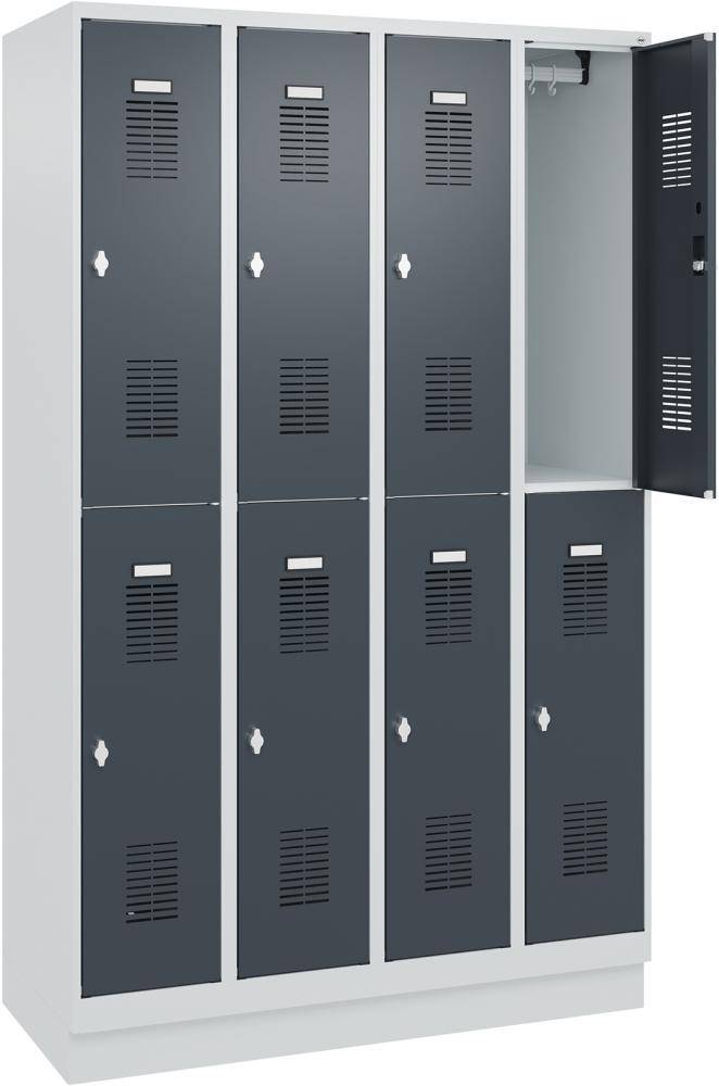 FORMAT Garderobenschrank B1200xT500xH1950 mm RAL7035/7016, 4x2 Abteileu. Sockel (Selbstmontage) - Artikel: 7830372847