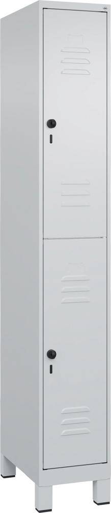 Doppelst. Schrank CLASSICB300xT500xH1950 mm RAL 7035/7035, 1x2Abteilemit 100 mm hohen Füßen - Artikel: 7830373300