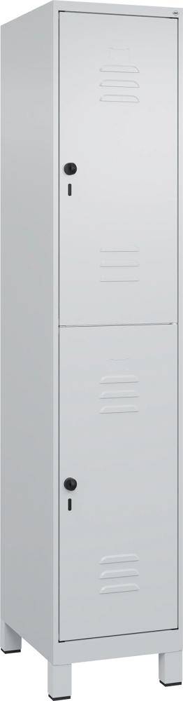 Doppelst. Schrank CLASSICB400xT500xH1950 mm RAL 7035/7035, 1x2Abteilemit 100 mm hohen Füßen - Artikel: 7830373301