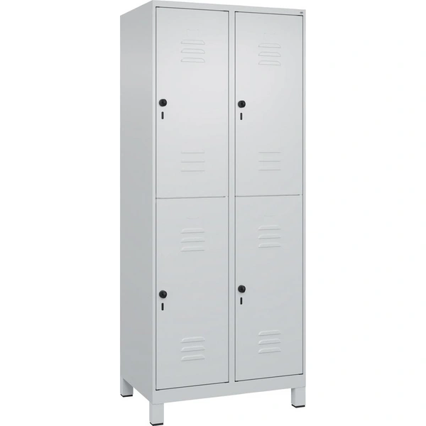 Doppelst. Schrank CLASSICB800xT500xH1950 mm RAL 7035/7035, 2x2Abteilemit 100 mm hohen Füßen - Artikel: 7830373303 Doppelst. Schrank CLASSICB800xT500xH1950 mm RAL 7035/7035, 2x2Abteilemit 100 mm hohen Füßen - Artikel: 7830373303