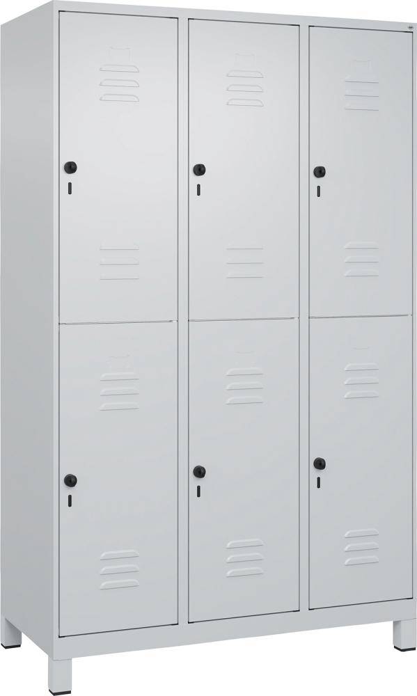 Doppelst. Schrank CLASSICB1200xT500xH1950 mm RAL 7035/7035, 3x2Abteilemit 100 mm hohen Füßen - Artikel: 7830373305