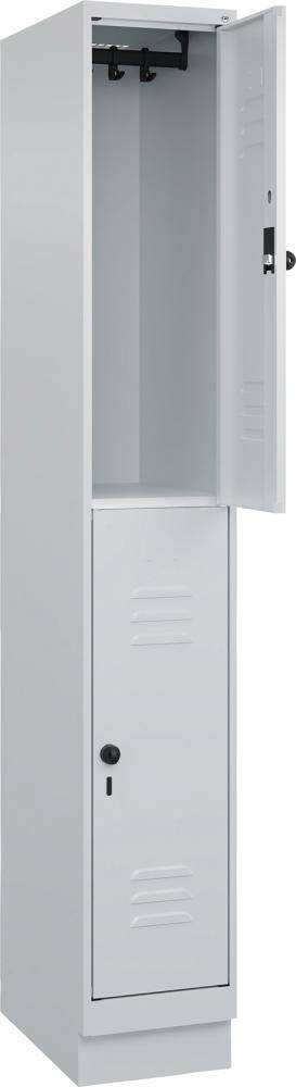 Doppelst. Schrank CLASSICB300xT500xH1950 mm RAL 7035/7035, 1x2Abteilemit 100 mm hohem Sockel - Artikel: 7830373340