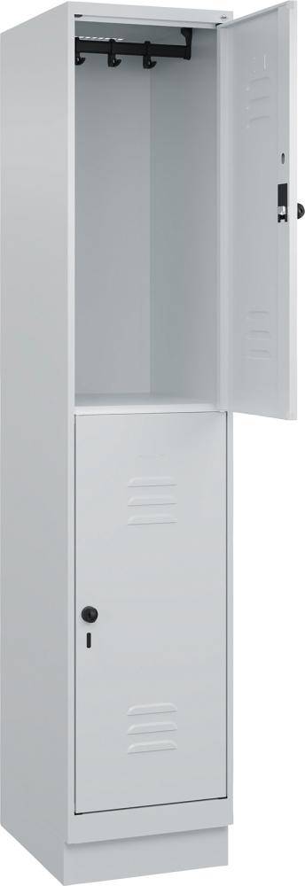 Doppelst. Schrank CLASSICB400xT500xH1950 mm RAL 7035/7035, 1x2Abteilemit 100 mm hohem Sockel - Artikel: 7830373341
