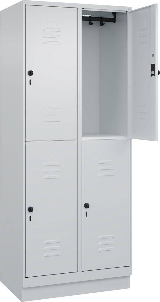 Doppelst. Schrank CLASSICB800xT500xH1950 mm RAL 7035/7035, 2x2Abteilemit 100 mm hohem Sockel - Artikel: 7830373343