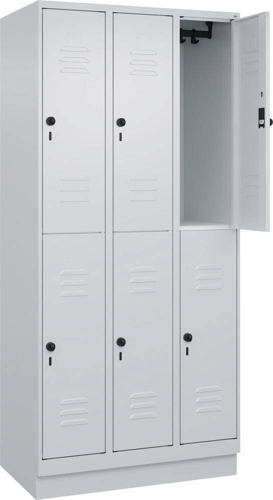 Doppelst. Schrank CLASSICB900xT500xH1950 mm RAL 7035/7035, 3x2Abteilemit 100 mm hohem Sockel - Artikel: 7830373344