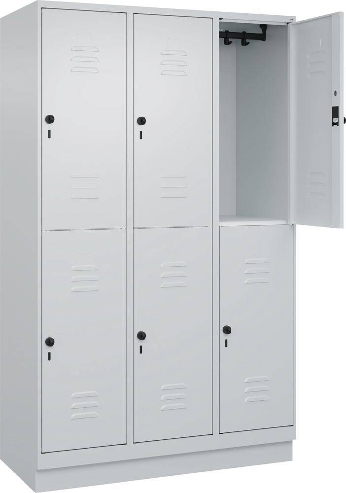 Doppelst. Schrank CLASSICB1200xT500xH1950 mm RAL 7035/7035, 3x2Abteilemit 100 mm hohem Sockel - Artikel: 7830373345