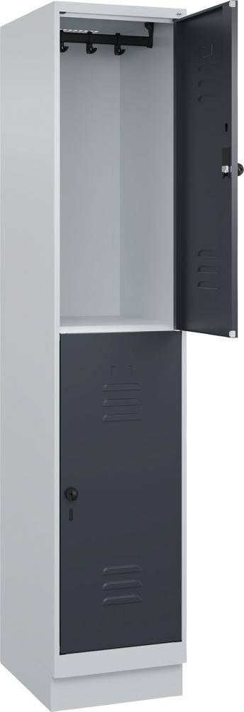 Doppelst. Schrank CLASSICB400xT500xH1950 mm RAL 7035/7016, 1x2Abteilemit 100 mm hohem Sockel - Artikel: 7830373371