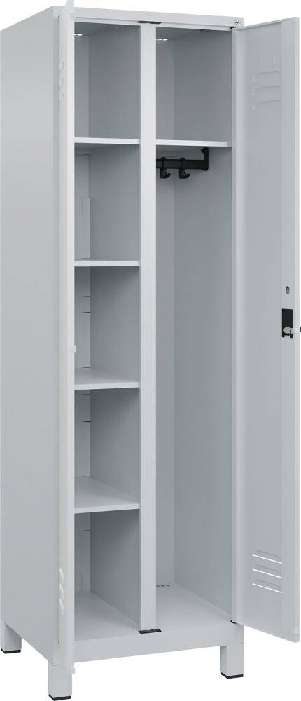 Wä.-Gard.-Schrank CLASSICB600xT500xH1950 mm RAL 7035/7035, 2 Abteile mit 100 mm hohen Füßen - Artikel: 7830373900