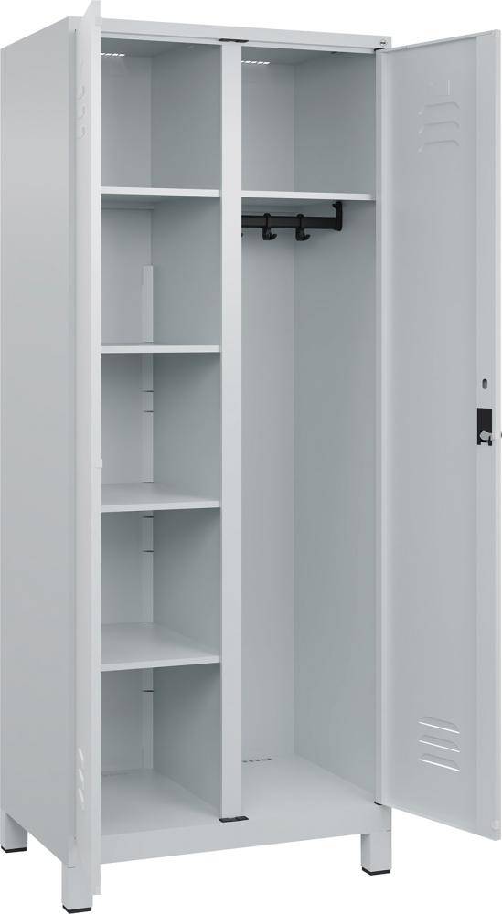 Wä.-Gard.-Schrank CLASSICB800xT500xH1950 mm RAL 7035/7035, 2 Abteile mit 100 mm hohen Füßen - Artikel: 7830373901