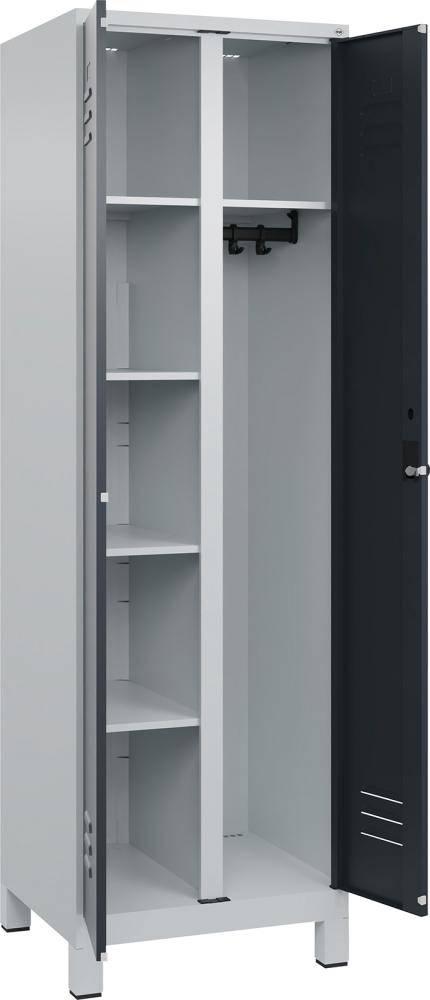 Wä.-Gard.-Schrank CLASSICB600xT500xH1950 mm RAL 7035/7016, 2 Abteile mit 100 mm hohen Füßen - Artikel: 7830373930