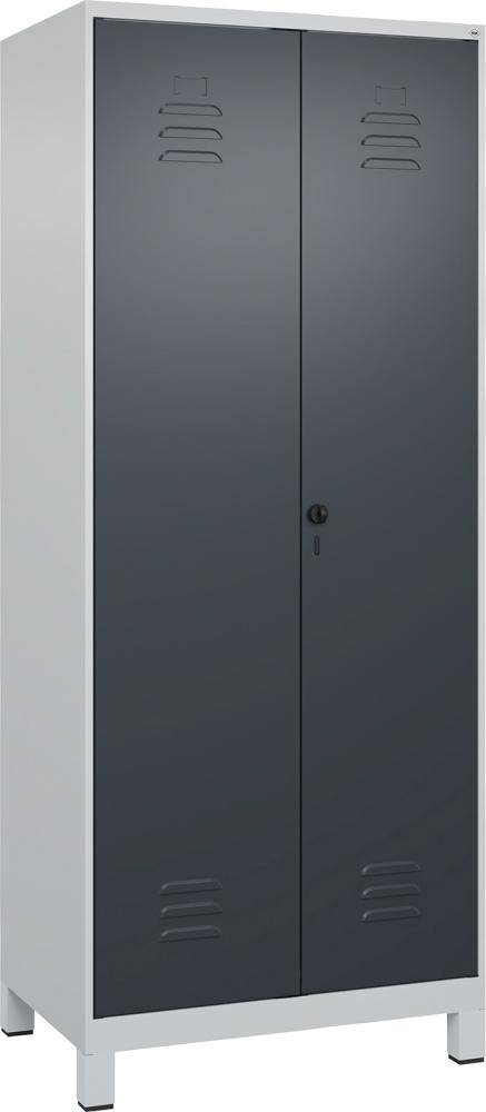 Wä.-Gard.-Schrank CLASSICB800xT500xH1950 mm RAL 7035/7016, 2 Abteile mit 100 mm hohen Füßen - Artikel: 7830373931