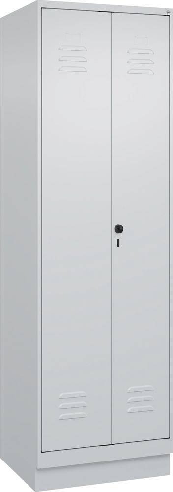 Wä.-Gard.-Schrank CLASSICB600xT500xH1950 mm RAL 7035/7035, 2 Abteile mit 100 mm hohem Sockel - Artikel: 7830373940