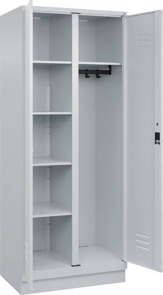 Wä.-Gard.-Schrank CLASSICB800xT500xH1950 mm RAL 7035/7035, 2 Abteile mit 100 mm hohem Sockel - Artikel: 7830373941