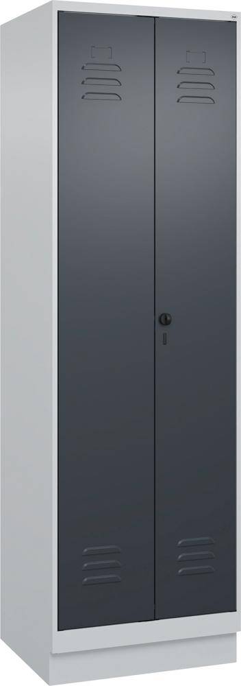 Wä.-Gard.-Schrank CLASSICB600xT500xH1950 mm RAL 7035/7016, 2 Abteile mit 100 mm hohem Sockel - Artikel: 7830373970
