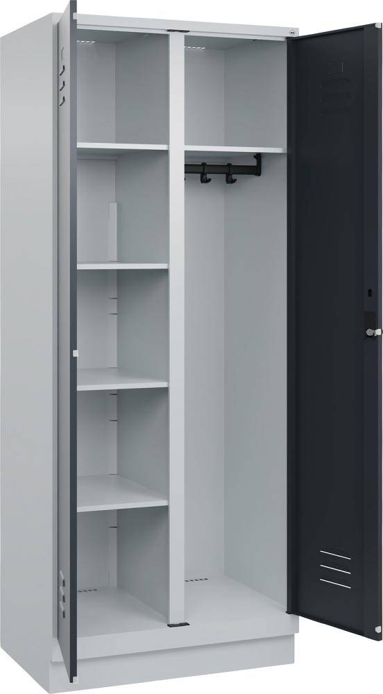 Wä.-Gard.-Schrank CLASSICB800xT500xH1950 mm RAL 7035/7016, 2 Abteile mit 100 mm hohem Sockel - Artikel: 7830373971