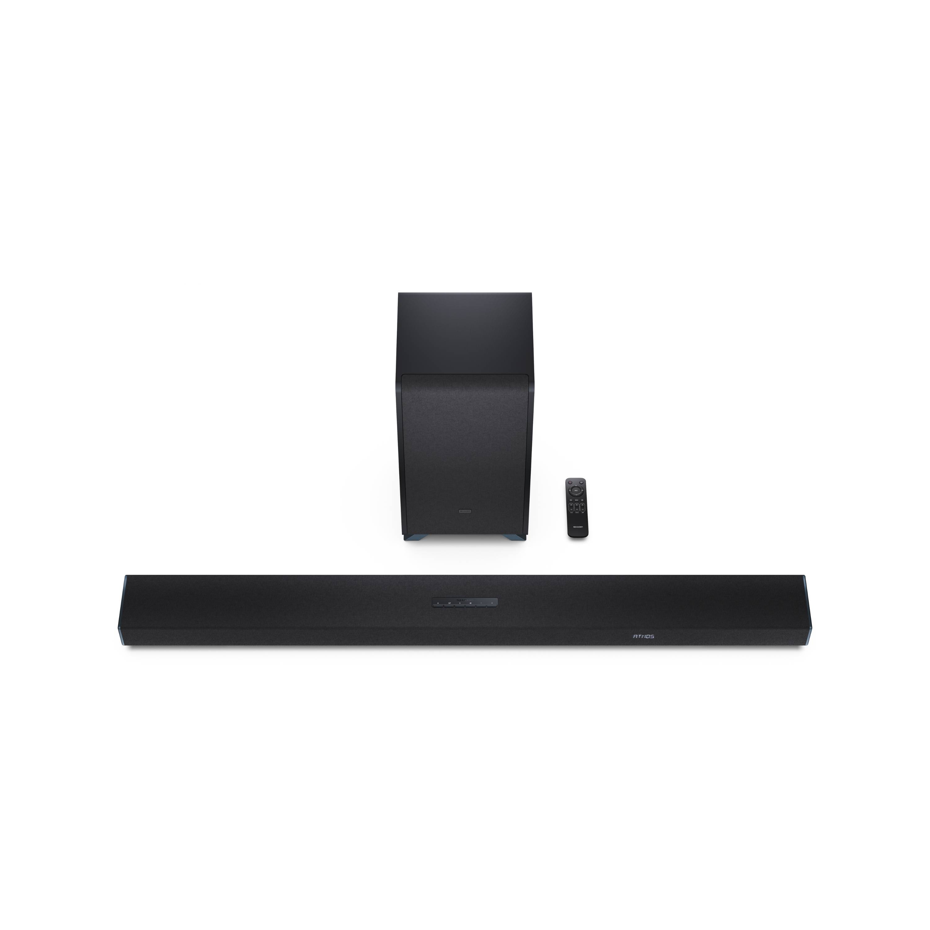 Sharp HT-SBW55121 Dolby Atmos Soundbar 5.1.2 mit DTS:X, kabellosem Subwoofer, HDMI eARC und Bluetooth 5.3