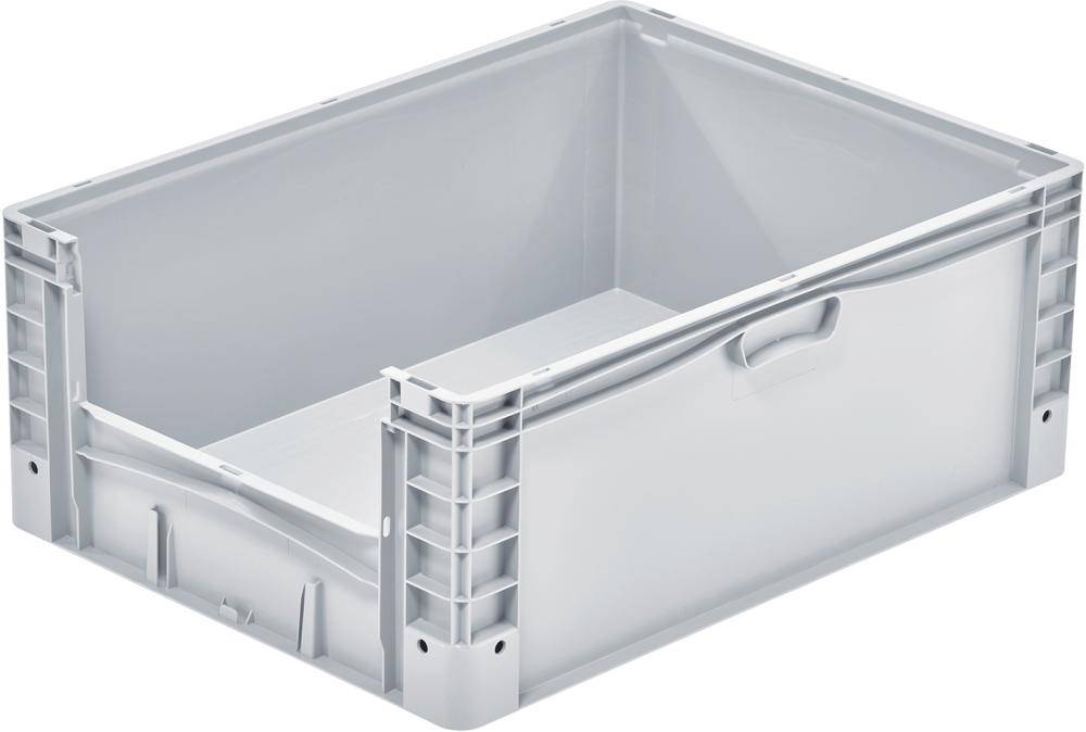 Eurobehälter B800xT600xH420 mm grau basicline plus mit Entnahmeöffnung - Artikel: 7830403395
