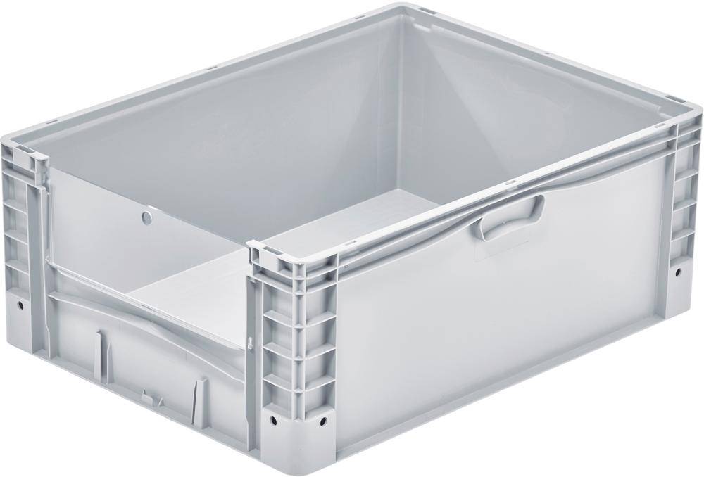 Eurobehälter B800xT600xH320 mm grau basicline plus mit Entnahmeklappe - Artikel: 7830403396