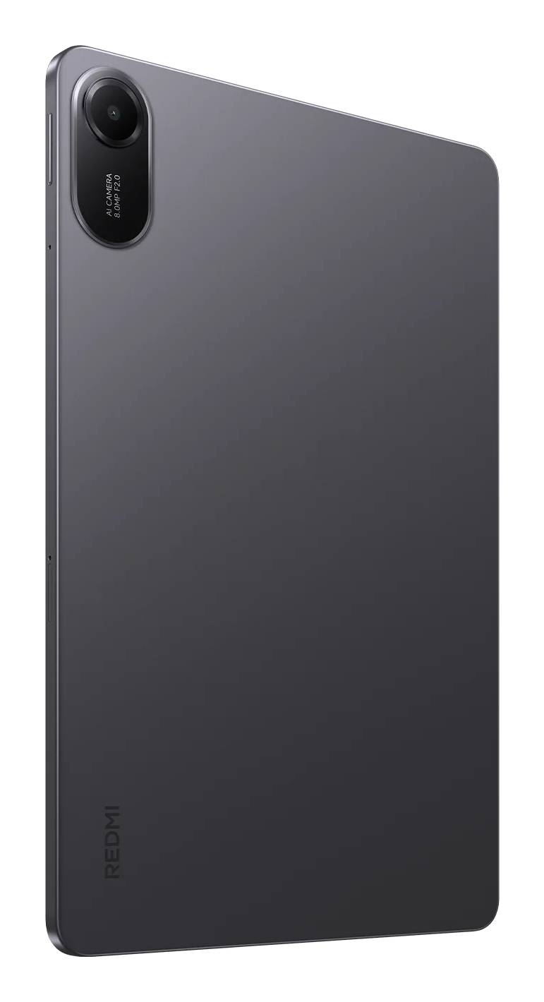 Rückseite eines dunkelgrauen Redmi-Tablets mit einer einzelnen rückseitigen Kamera in der oberen linken Ecke.