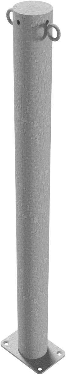 Schake 476P/2 Absperrpfosten Stahlrohr Ø 76 x 2,6 mm ortsfest für Dübelbefestigung feuerverzinkt mit 2 Ösen