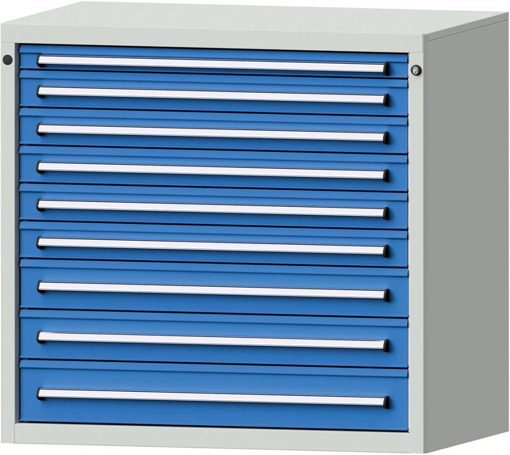 Format Schubladenschrank B1060xT675xH1000mm RAL7035/5012 9 Schubladen 75kg - Artikel: 7831963001