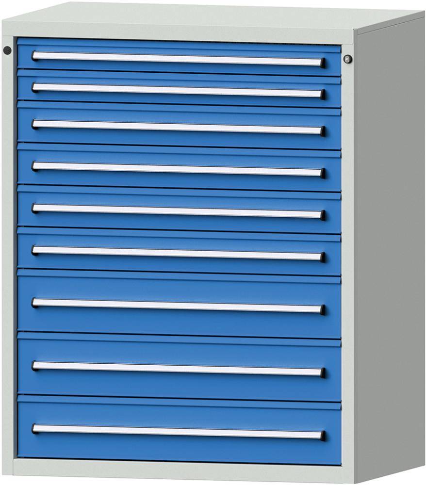 Format Schubladenschrank B1060xT675xH1300mm RAL7035/5012 9 Schubladen 75kg - Artikel: 7831963020