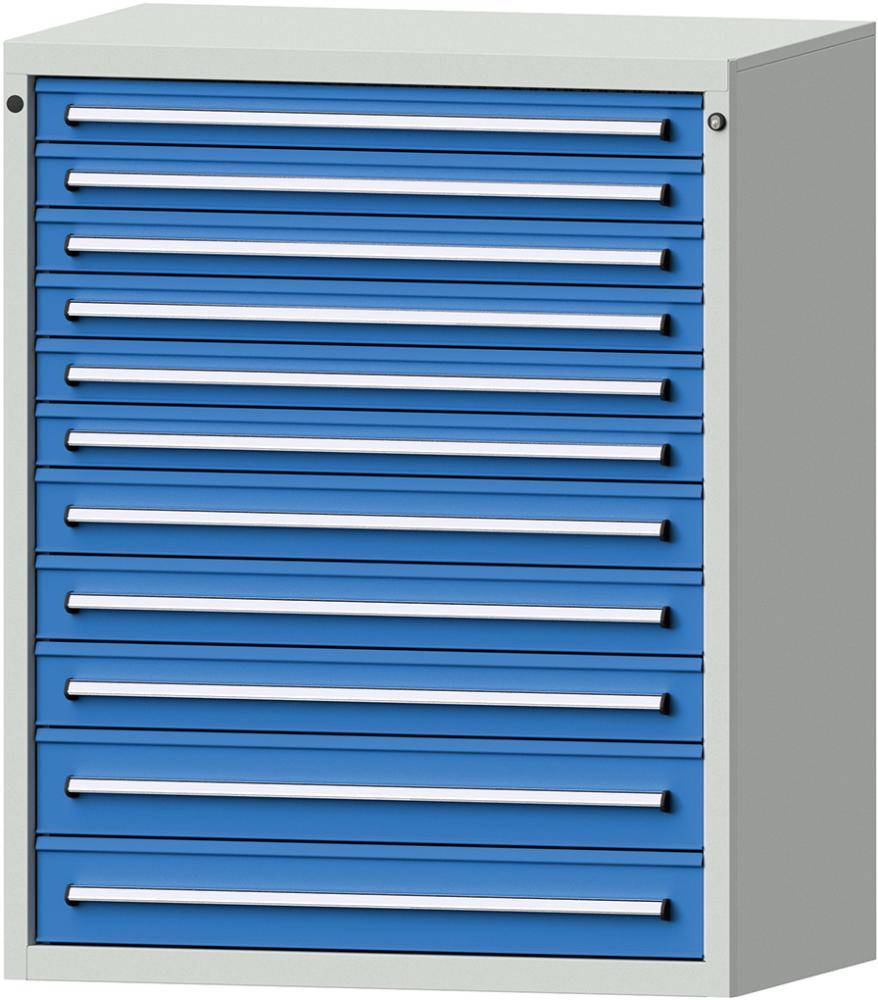 Format Schubladenschrank B1060xT675xH1300mm RAL7035/5012 11 Schubladen 75kg - Artikel: 7831963022