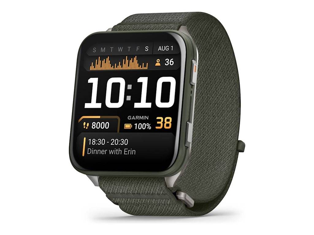 Garmin Venu X1 - Moosfaser-verstärktes Titan - Sportuhr mit Band - Nylon - Moosgrün - Anzeige 5.12 cm (2"")