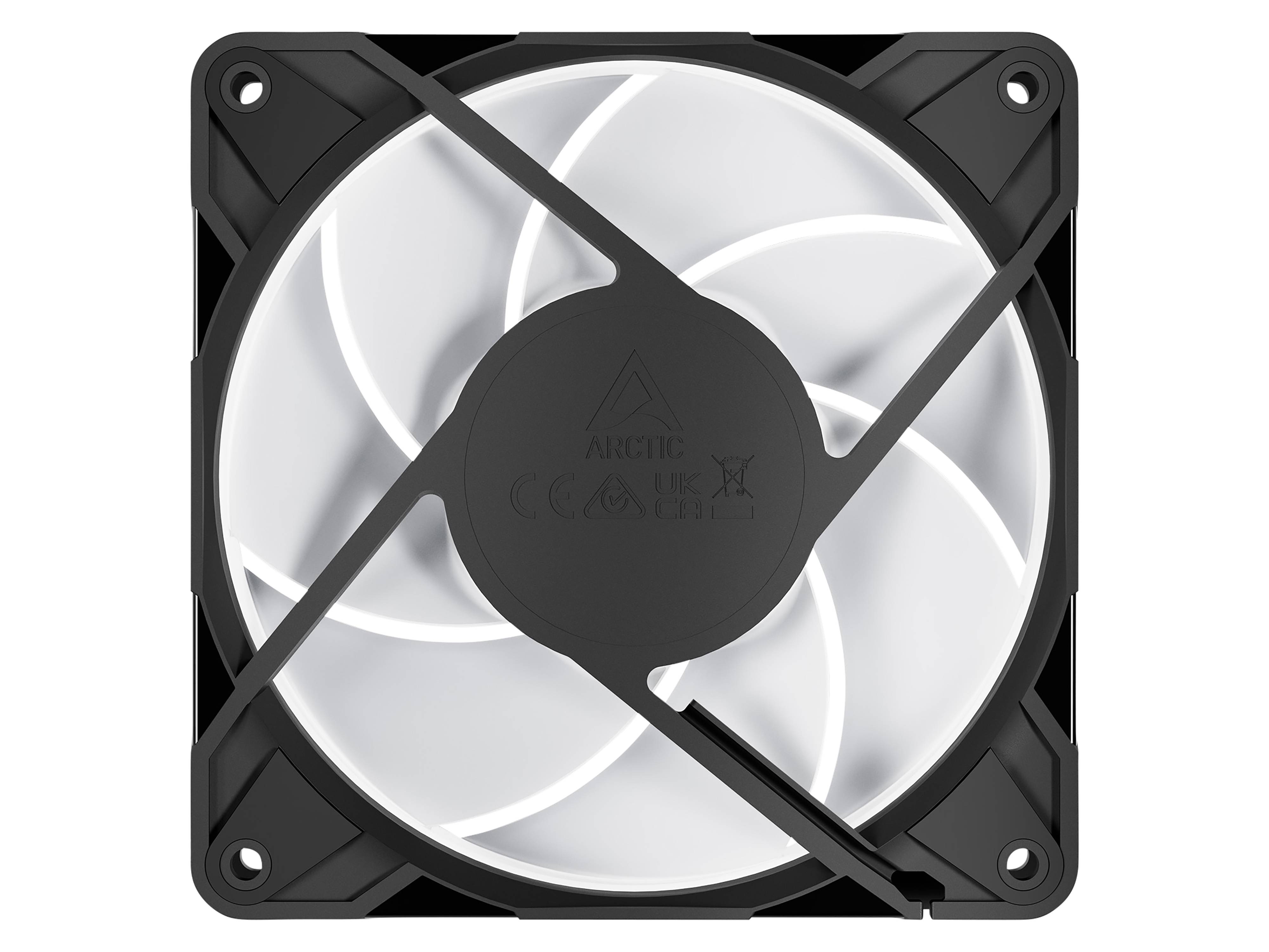 ARCTIC Freezer P12 Pro A-RGB - 120 mm A-RGB PWM-Lüfter mit Kabelsplitter, Ventilator, 12 cm, 131 m³/h, Schwarz, Weiß