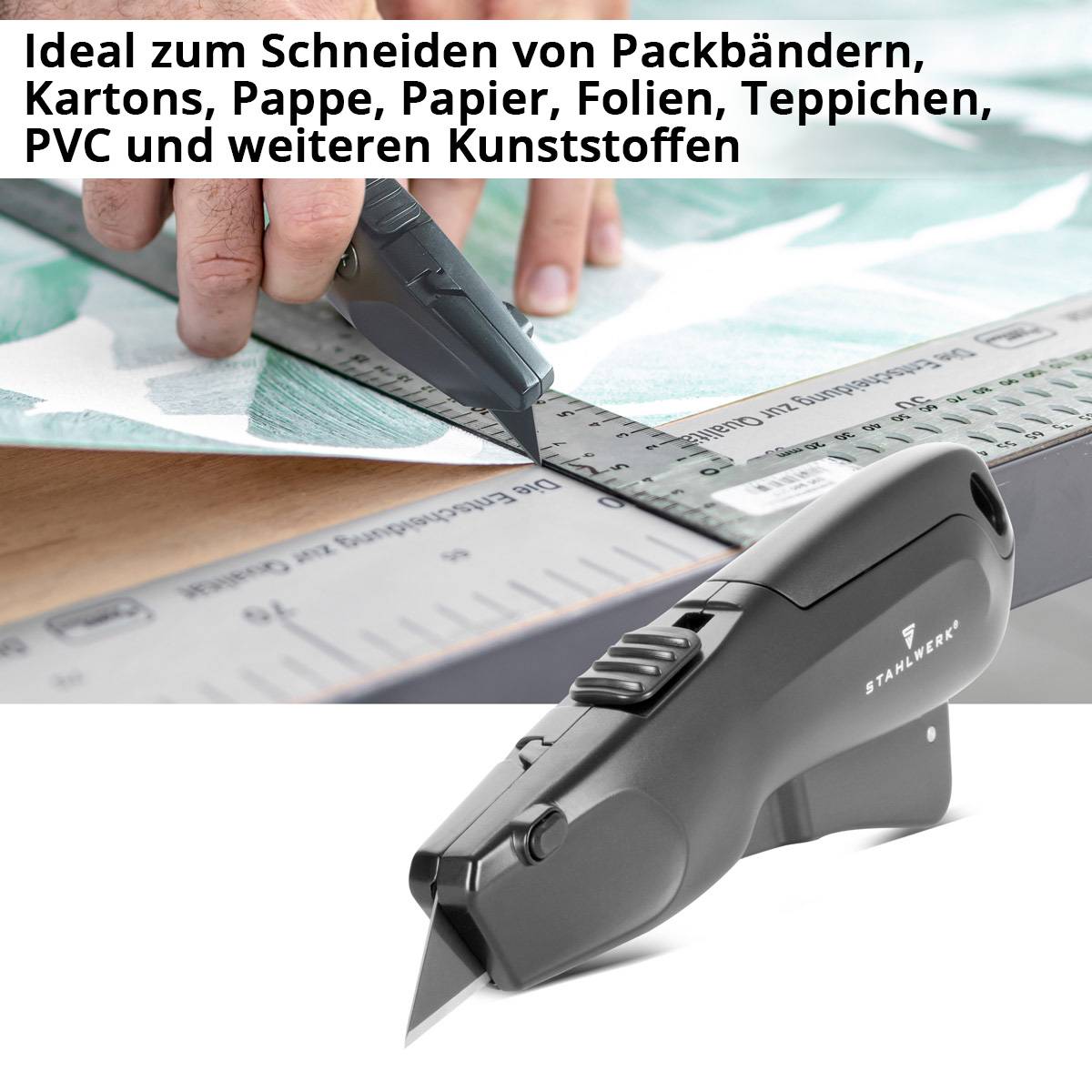 STAHLWERK Cuttermesser UCM-19 ST 2er Set inkl. 10 Schnellwechsel-Klingen