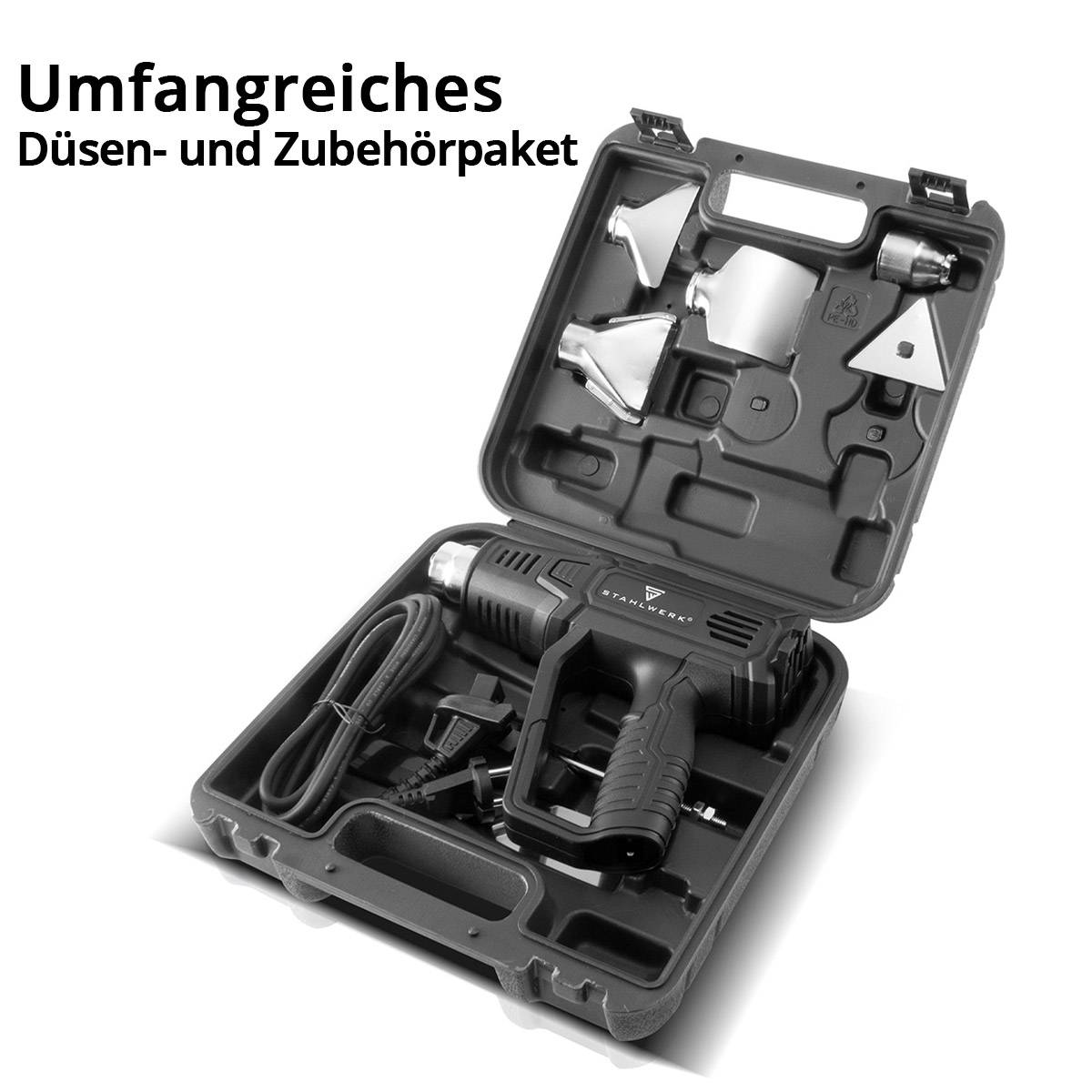 STAHLWERK HP-2000 PRO 2.000 Watt starke Heißluftpistole und Heißluftfön