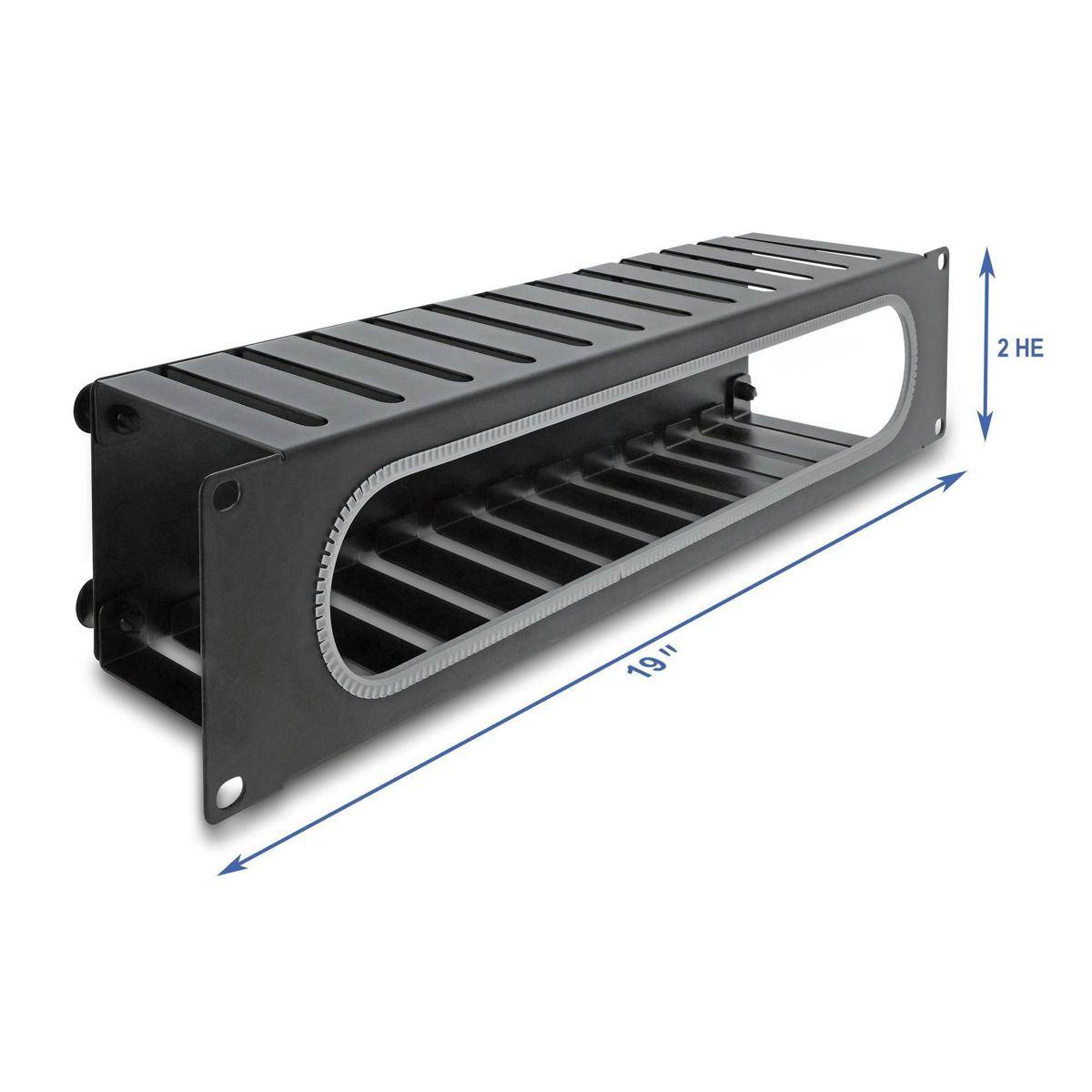 Delock 48,26 cm 19Zoll 2 HE Kabelmanagement Rangierpanel mitÖffnung und Kantenschutz 2