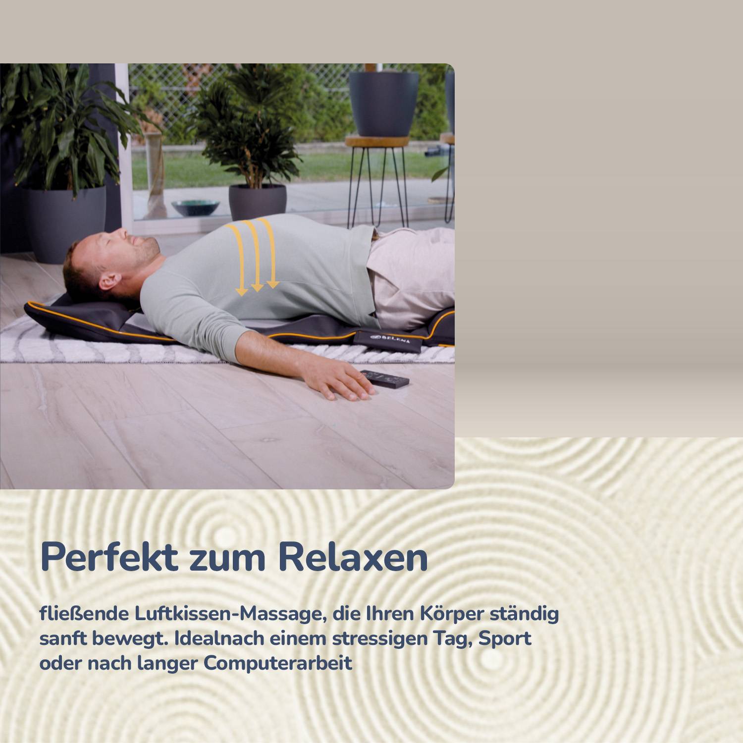 Belena Air Stretch - Massagematte mit Wärmefunktion - elektronische Full Body Massage Matte für Rücken, Schultern & Nacken - Massageauflage zur Mus
