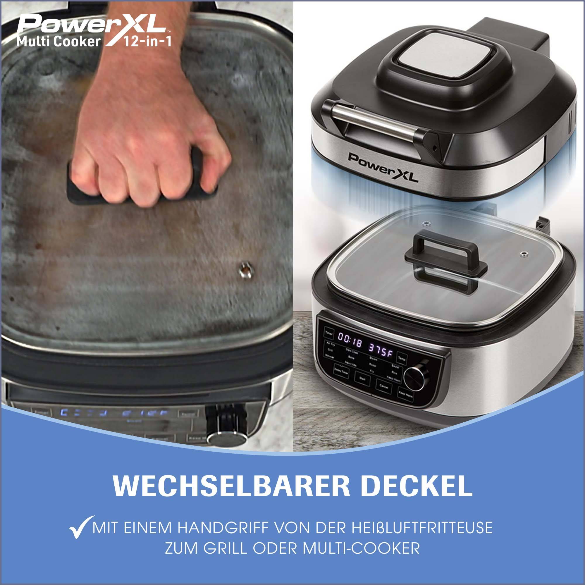 PowerXL MultiCooker 12-in-1 Multikocher mit Airfryer- & Warmhaltefunktion - Heißluftfritteuse, Backofen, Bratpfanne & Reiskocher uvm.