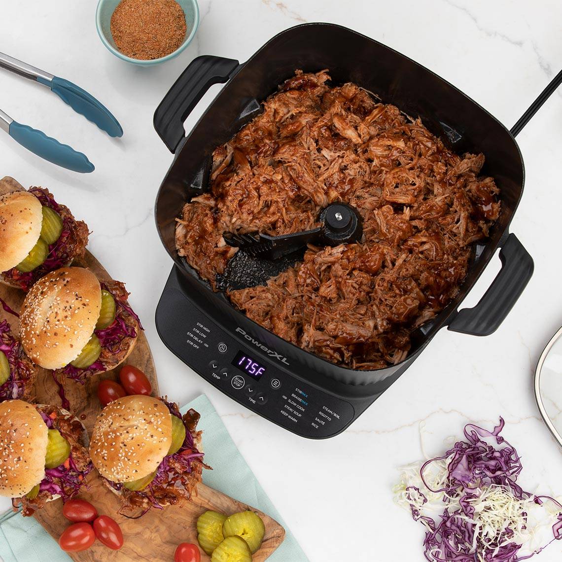 PowerXL StirMax – Innovativer Multikocher mit automatischem Rührsystem - 9 Programmen - Keramik-Antihaft-Beschichtung & umfangreichem Zubehör