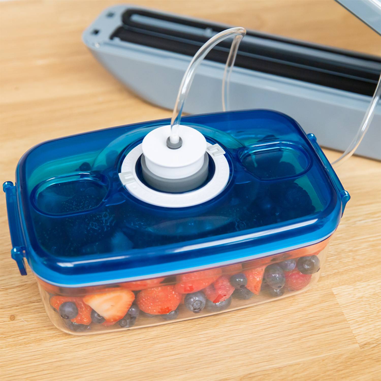 PowerXL Duo NutriSealer Vakuumierdosen 2er Set - auslaufsichere Vakuumbehälter - spülmaschinenfest - integrierte Datumseinstellung - Frischhalteboxe