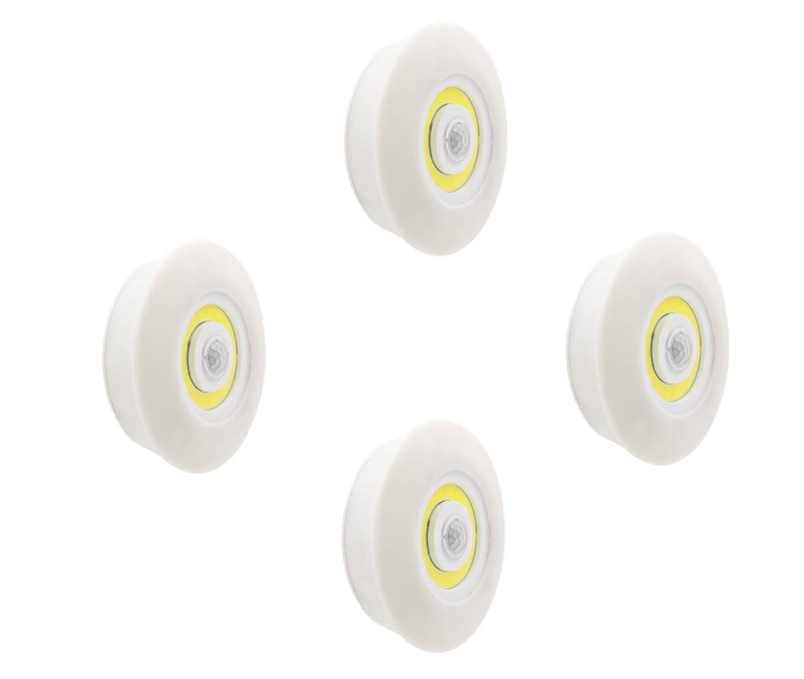 HandyLUX TopBright 4er Set - LED Wandleuchte zum Kleben - Nachtlicht mit Bewegungssensor - Treppenbeleuchtung - Treppenlicht - Wandbeleuchtung