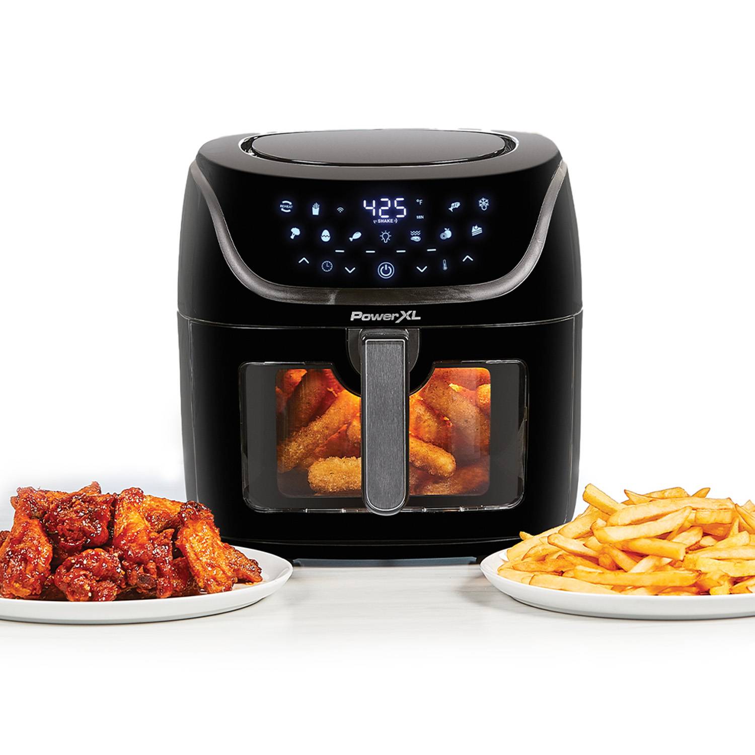 PowerXL Vortex PRO AirFryer XL - 8L Fassungsvermögen - Heißluftfritteuse mit Sichtfenster - Touchscreen - 10 Programme - Shake-Modus & Sichtfenste